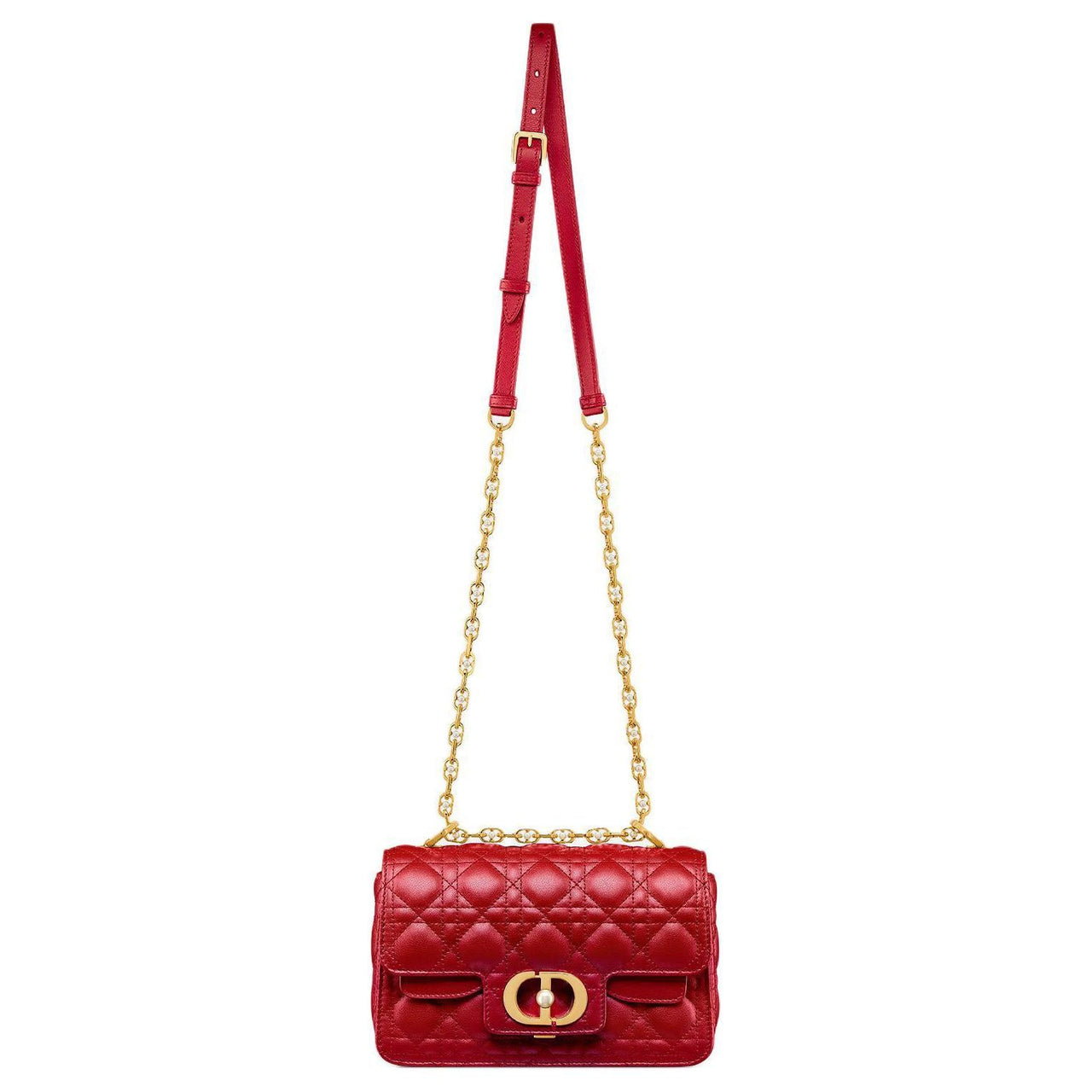 DIOR Small DIOR Jolie Top Handle Bag Calfskin Women's Red