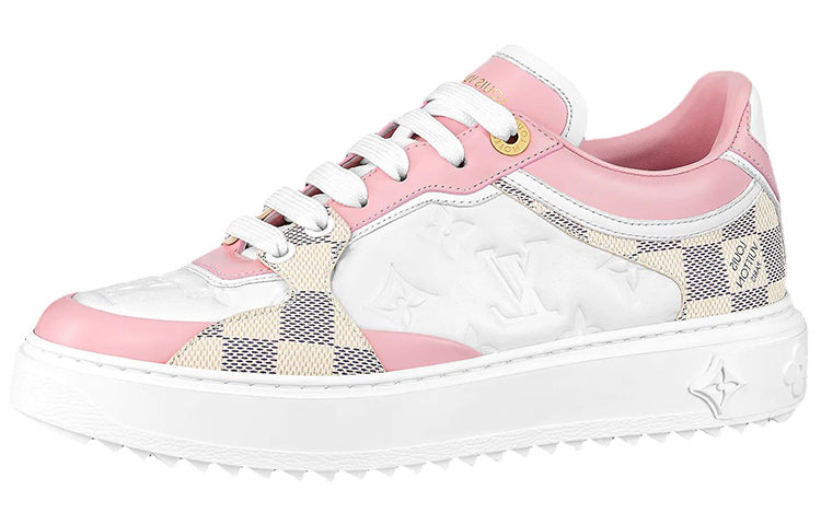 LOUIS VUITTON Time Out Sneakers 'White With Plaid And Logo Monogram' Women's