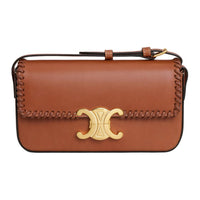 CELINE Woven Natural Cow Leather Crossbody Bag Shoulder Bag Women's Tawny