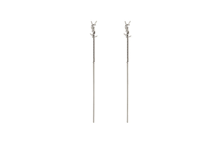 SAINT LAURENT Brass Earrings Women's Silver