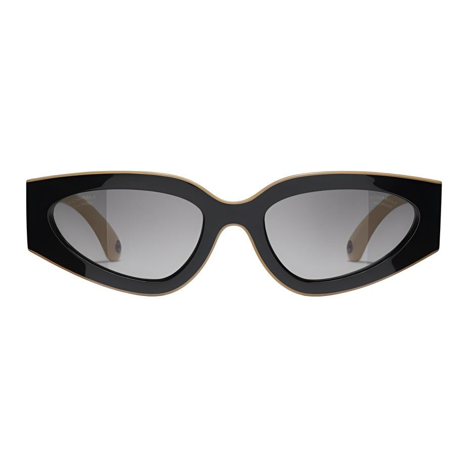 CHANEL Nylon Cat Eye Sunglasses Unisex Black