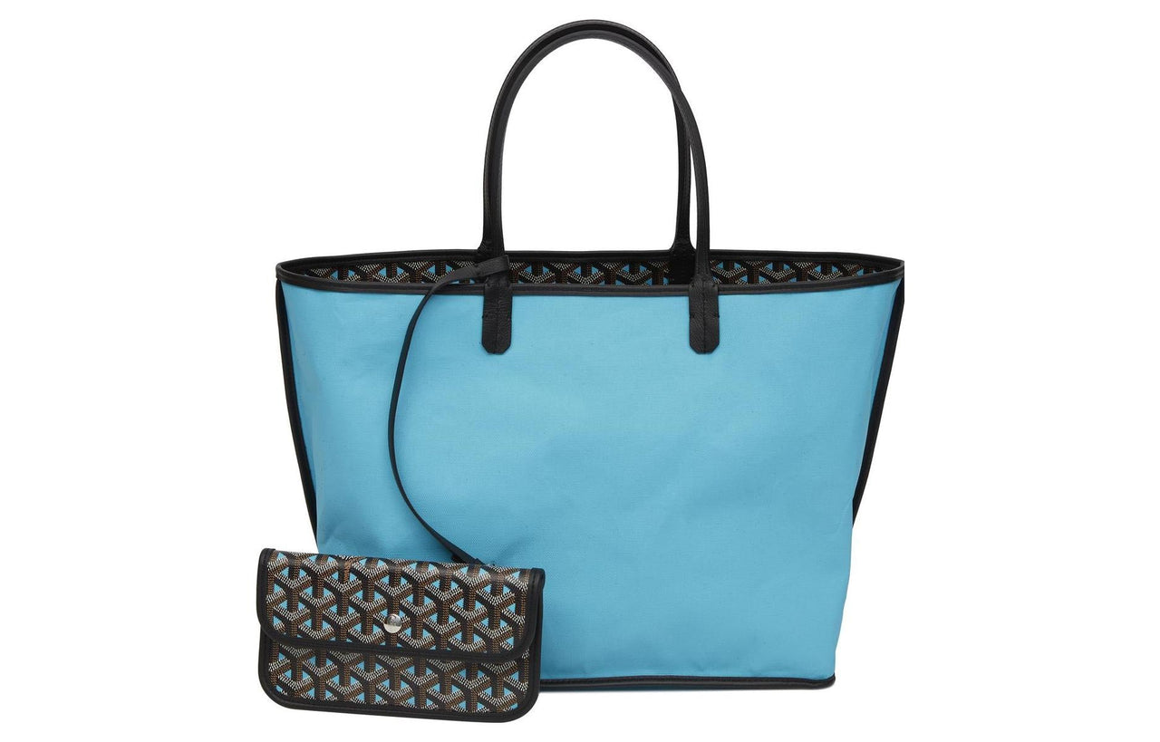 GOYARD Saint Louis Canvas With Calfskin Combo Bag Tote Bag Shopping Bag Shoulder Bag Handbag Women's Turquoise