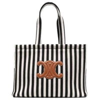 CELINE Fabric With Cow Leather Tote Bag, Shopping Bag, Handbag Large Size Women's Black White