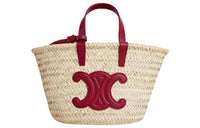 CELINE Triomphe Cow Leather Binding Tote Bag, Shopping Bag, Shoulder Bag, Crossbody Bag, Handbag Extra Mini Women's Red