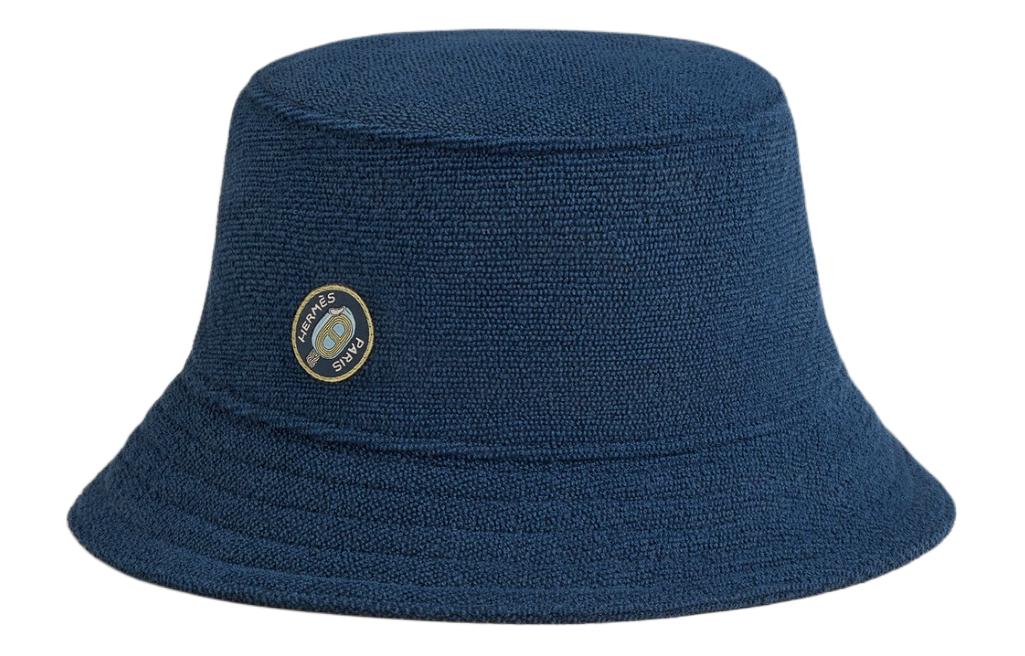 HERMES Cotton Bucket Hats Unisex Blue