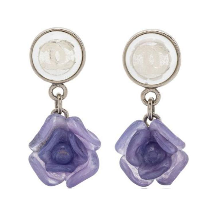 CHANEL 2001s Camelia Flower-pendant Drop Earrings
