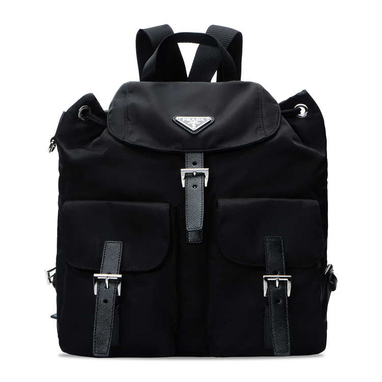 PRADA Saffiano Leather Detail Backpack Women's Black