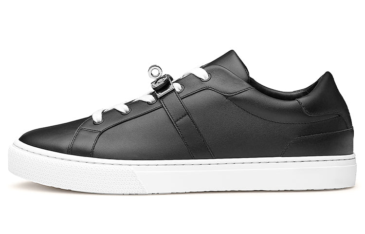 HERMES Day Collection Low-Top Stylish Skateboarding Shoes Men's Black