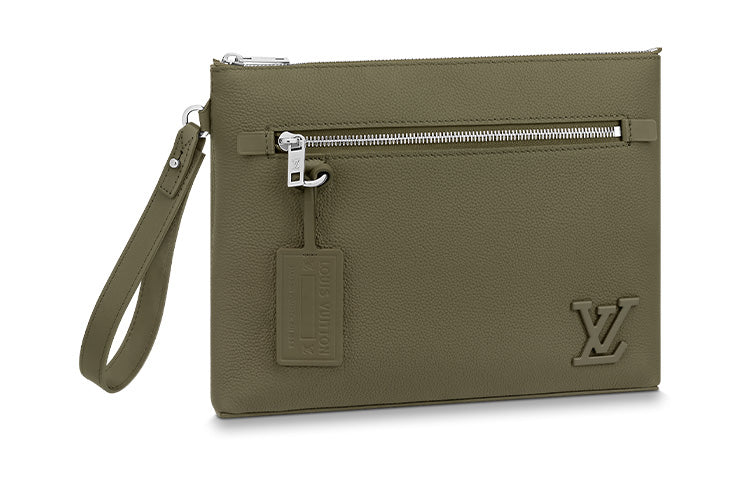 LOUIS VUITTON Cow Leather Clutch Regular Men's Khaki Green