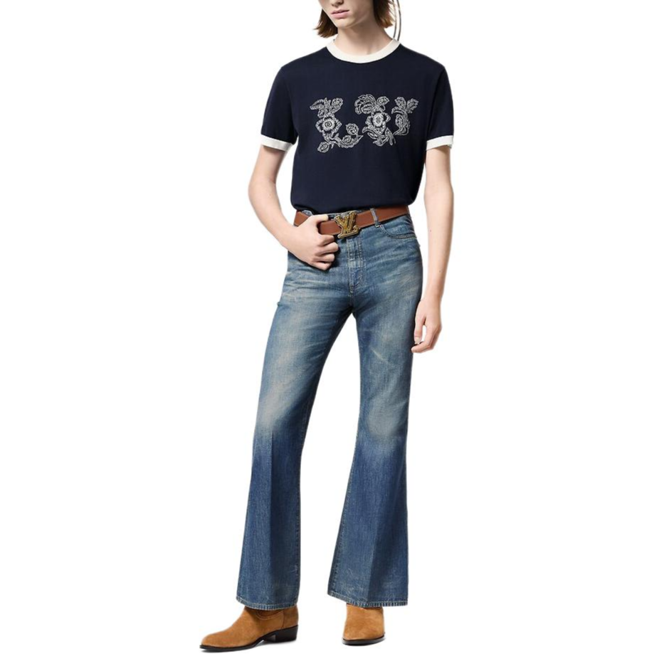 LOUIS VUITTON Graphic Intarsia Short-Sleeved Cotton Crewneck