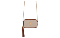 SAINT LAURENT Cotton With Leather Camera Bag Shoulder Bag Crossbody Bag Mini Women's Beige