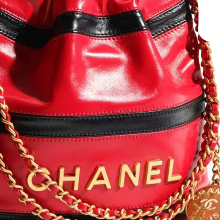 CHANEL 22Bag Leather Shoulder Bag Mini Women's Red & Black