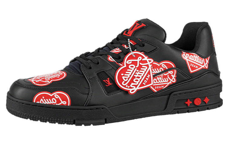 LOUIS VUITTON X Nigo Trainers 'Black With Red Logo Hearts'