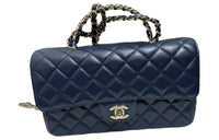 CHANEL Sheepskin With Rhinestone Handbag, Shoulder Bag, Crossbody Bag Regular Women's Marine Blue
