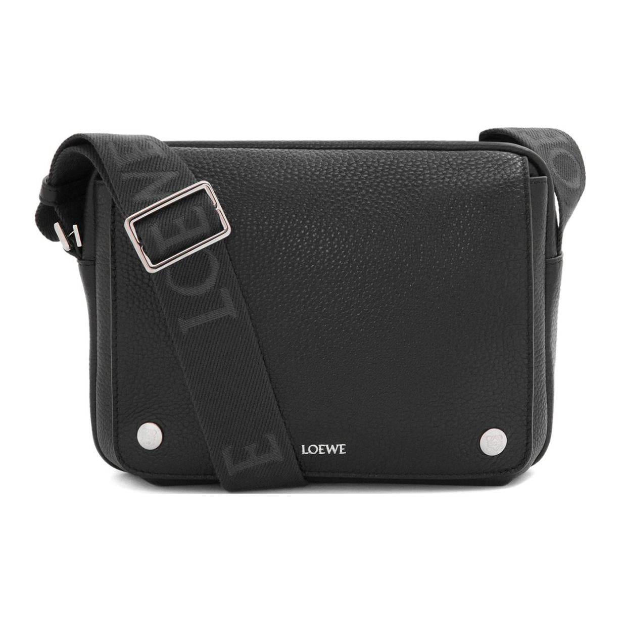 LOEWE Grain Calfskin Messenger Bag, Crossbody Bag, Shoulder Bag Mini Men's Black