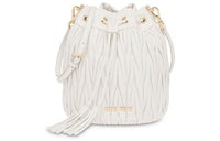 MIU MIU Soft Sheep Leather Bucket Bags Crossbody Bag Shoulder Bag Women's White