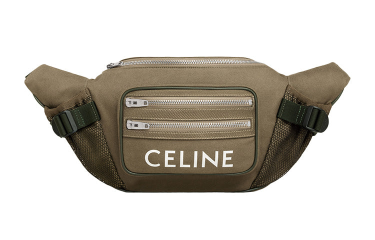 CELINE Polyamide Fabric Sling Bag, Crossbody Bag, Fanny Pack Tubas Men's Khaki Green
