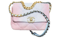 CHANEL Denim Mouth Cover Bag Crossbody Bag Women's Blue & Pink