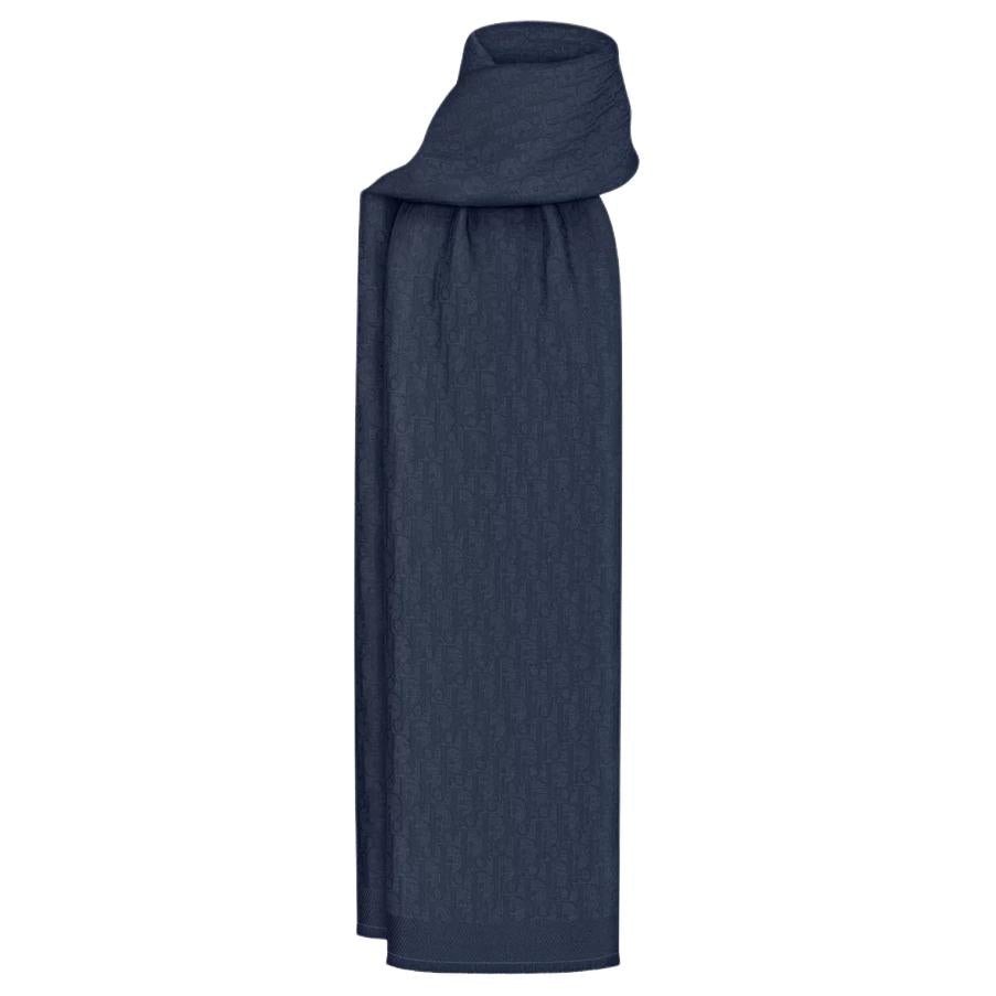 DIOR Wool Knit Scarves Men's Marine Blue