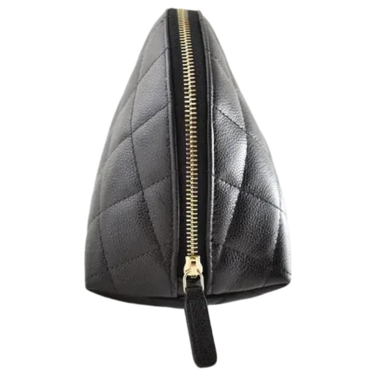 CHANEL Grained Calfskin Clutch Medium Size Women's Black