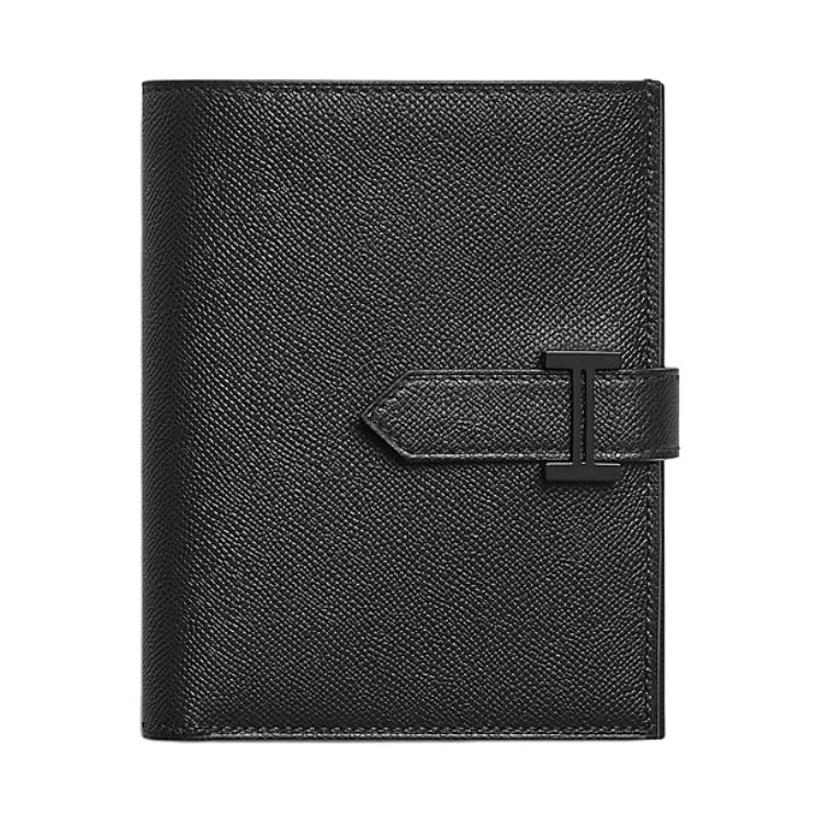 HERMES Madame Calfskin Wallet Women's 89 Noir Black