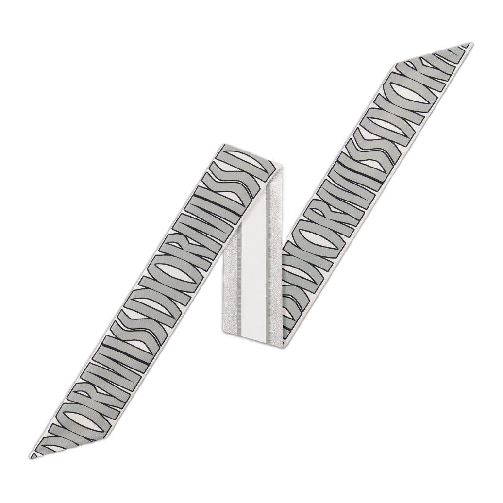 DIOR Silk Twill Silk Scarves Women's White/Gray