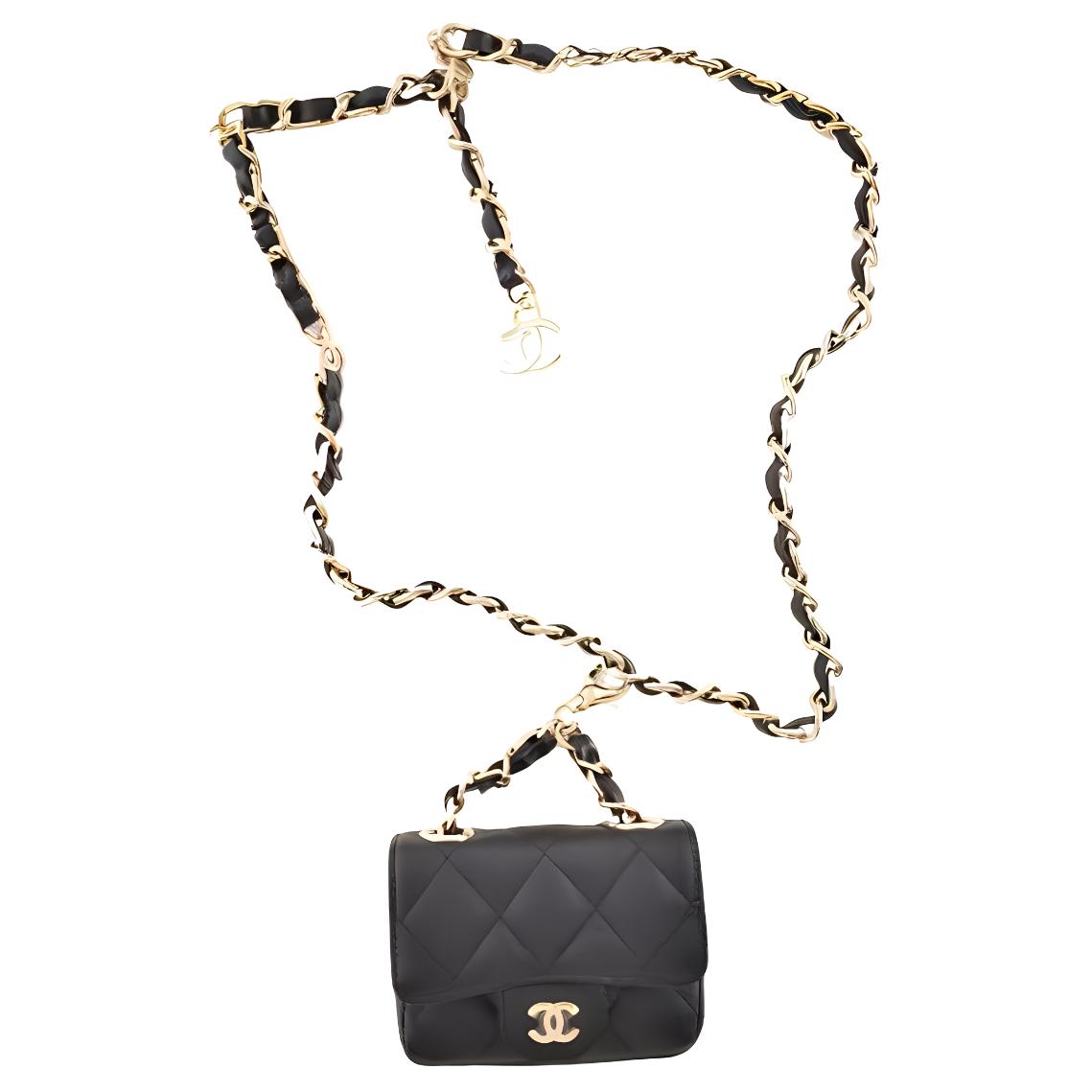 CHANEL Grained Calfskin Fanny Pack Mini Women's Black