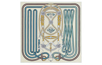 HERMES Silk Scarves Women's Cream/Blue