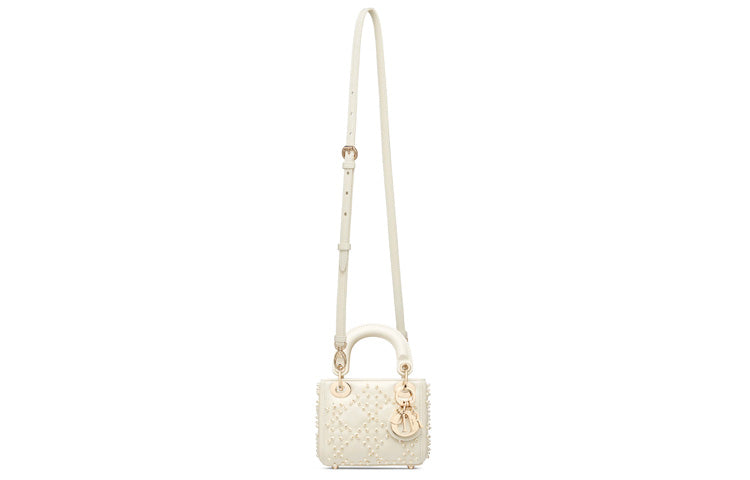 DIOR Lady Dior Sheepskin Lady Dior Bag, Handbag, Shoulder Bag, Crossbody Bag Mini Women's Milk White