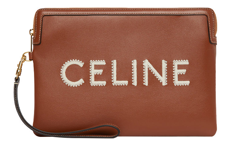 CELINE Smooth Calf Leather Clutch Trumpets Women's Brown