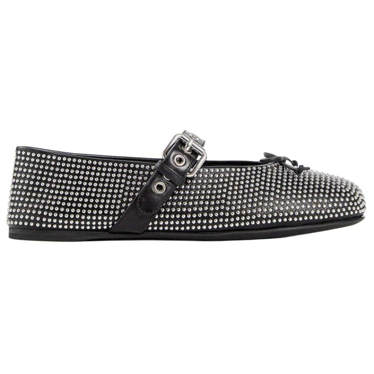 MIU MIU Flat Mary Jane Shoes Women's Black