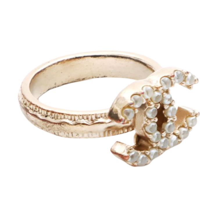 CHANEL 2012 Cc Rhinestone embellished Ring