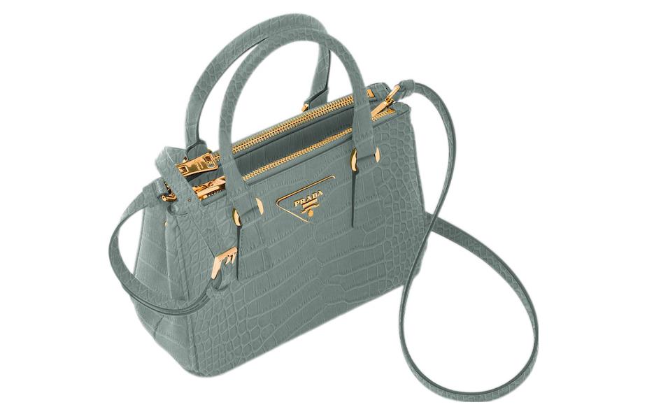 PRADA Galleria Killer Bag Crocodile Leather Shoulder Bag Crossbody Bag Handbag Mini Women's Lake Blue