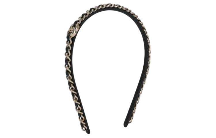 CHANEL Calfskin Headbands Women's Black/Gold