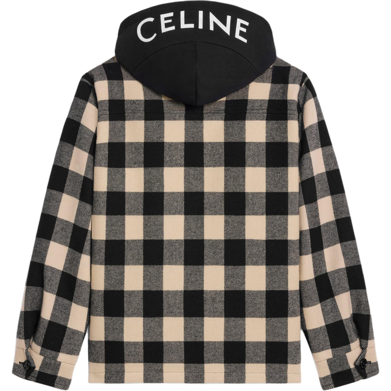 CELINE Hooded Overshirt In Check Wool