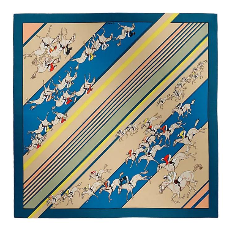 HERMES Mulberry Silk Silk Scarves Women's Cobalt Blue