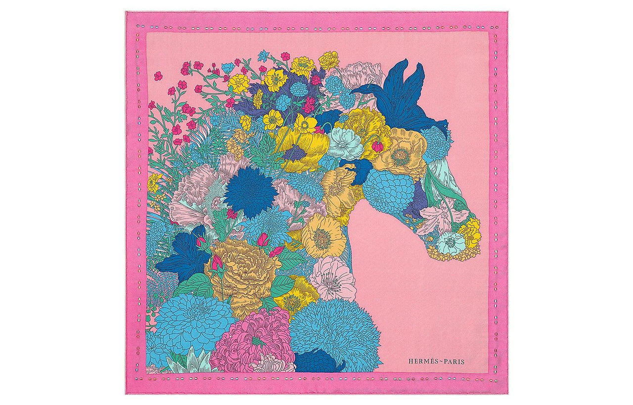 HERMES Silk Scarves Women's Rose Red
