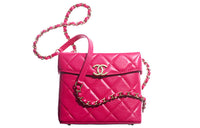 CHANEL Sheepskin Small Box Bag Shoulder Bag Crossbody Bag Women's Dark Pink