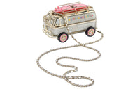 CHANEL Resin Glass Enamel Rhinestone Evening Party Shoulder Bags Women's Silver & Pink
