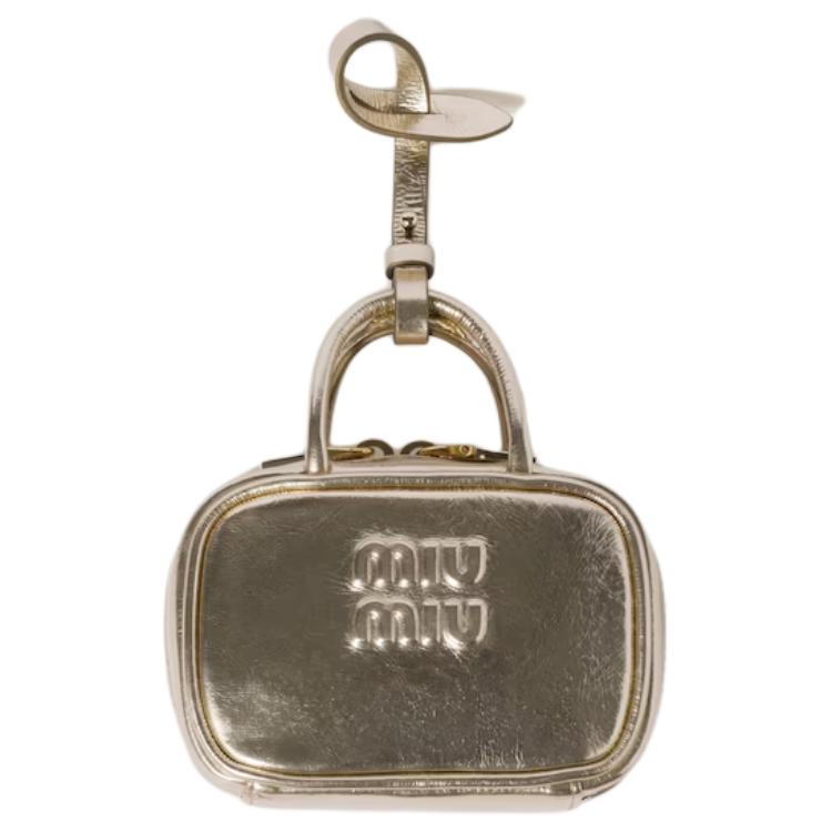 MIU MIU Beau Lambskin Bag Charm Bag Accessory Women's Yellow Iron Ore