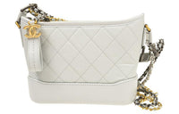 CHANEL Gabrielle Calfskin Hobo Bag Handbag Shoulder Bag Crossbody Bag Small Size Women's White
