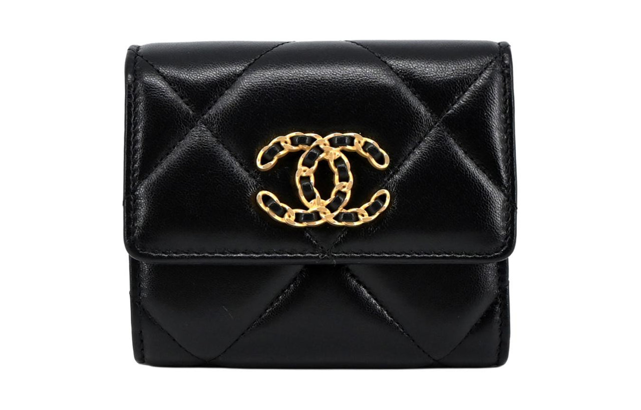 CHANEL Lambskin Wallet Women's Black