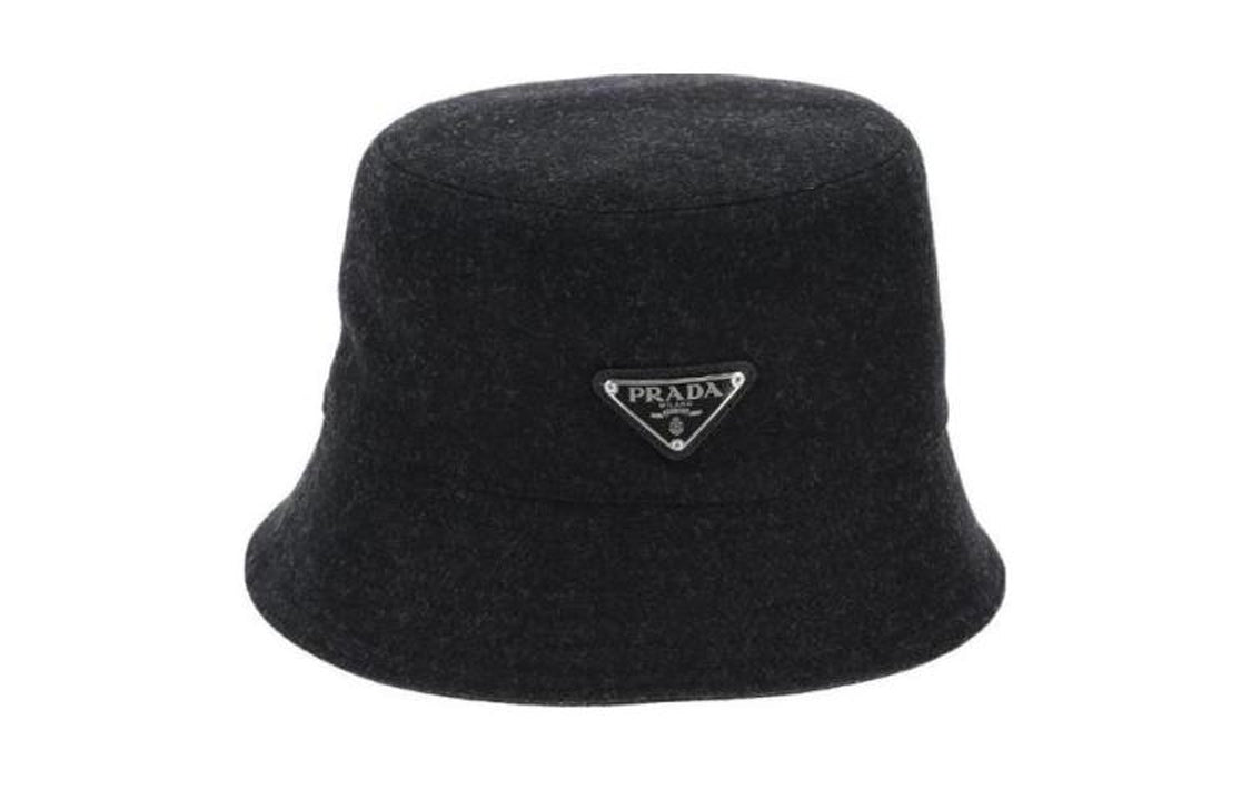 PRADA Calfskin Wool Bucket Hats Men's Black