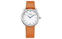 HERMES Arceau Collection Wrist Watch Quartz Movement Calfskin Strap White Dial Women's W042946WW00
