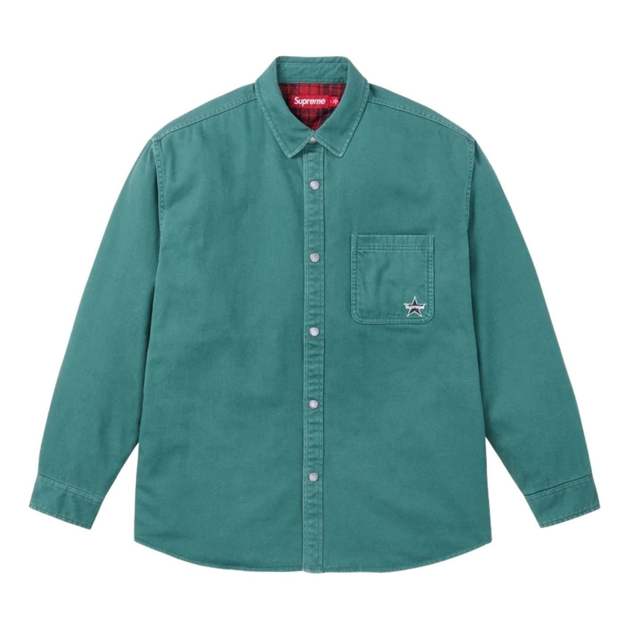 Supreme FW25 Quilted Lined Denim Snap Shirt 'Dusty Teal' SUP-FW25-140-TEL