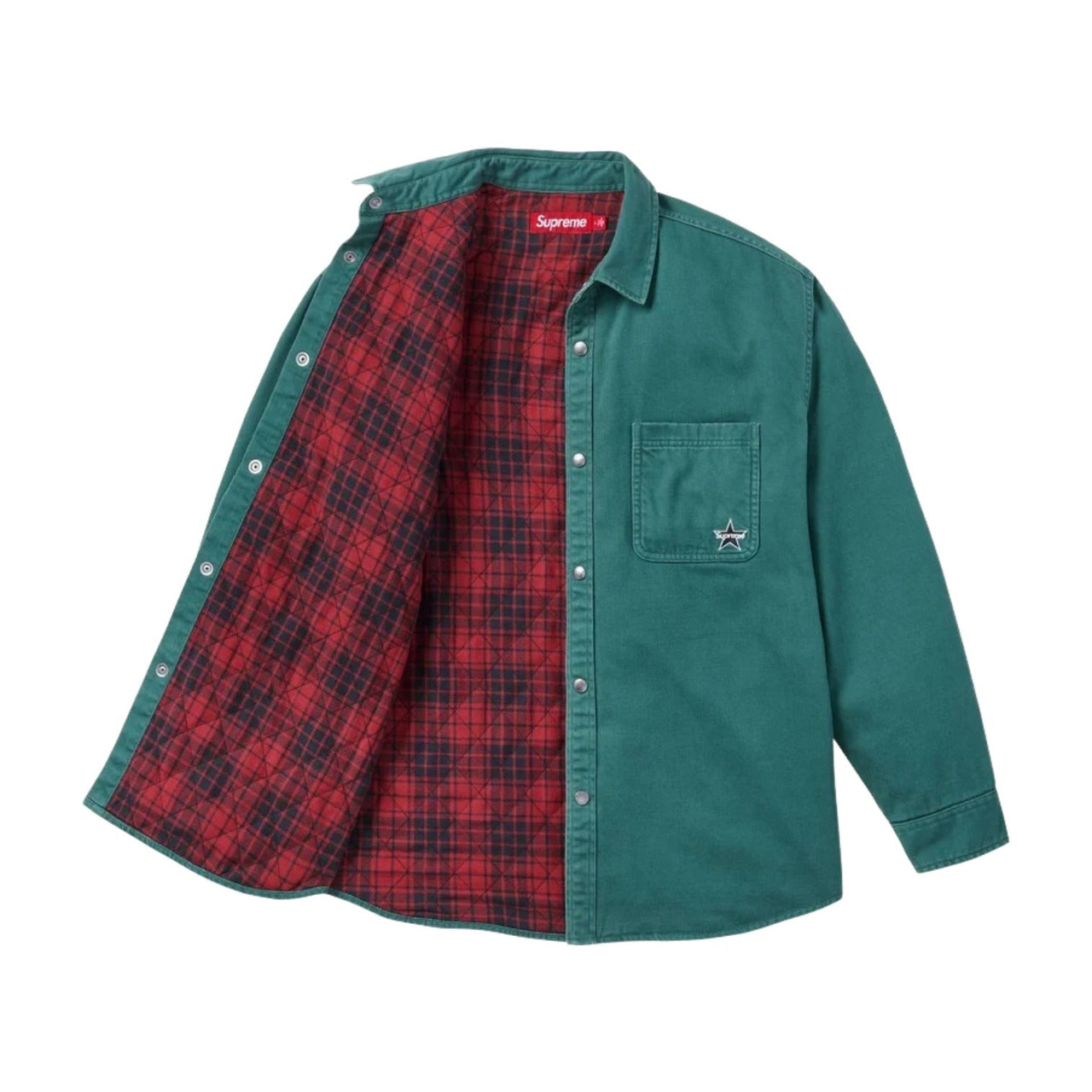 Supreme FW25 Quilted Lined Denim Snap Shirt 'Dusty Teal' SUP-FW25-140-TEL