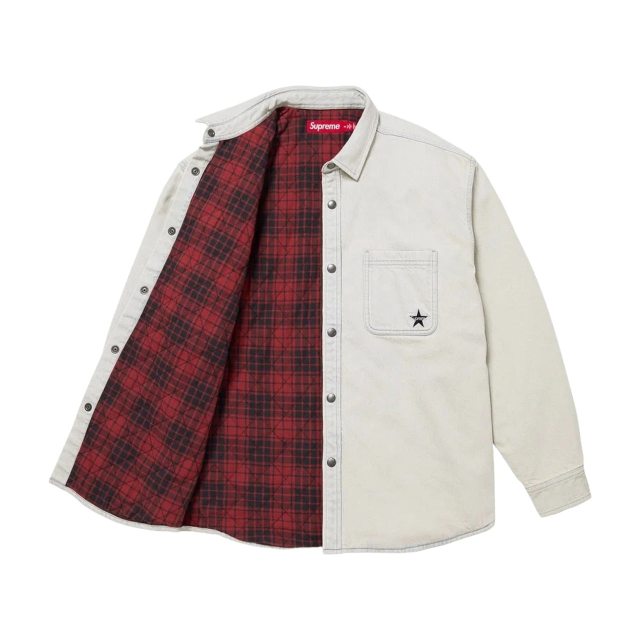 Supreme FW25 Quilted Lined Denim Snap Shirt 'Light Washed Indigo' SUP-FW25-140-IND