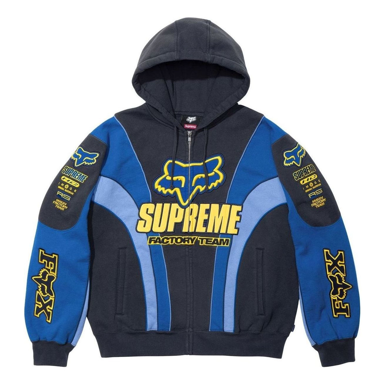 Supreme x Fox Racing Zip Up Hooded Sweatshirt 'Navy' FW25SW59-NAVY
