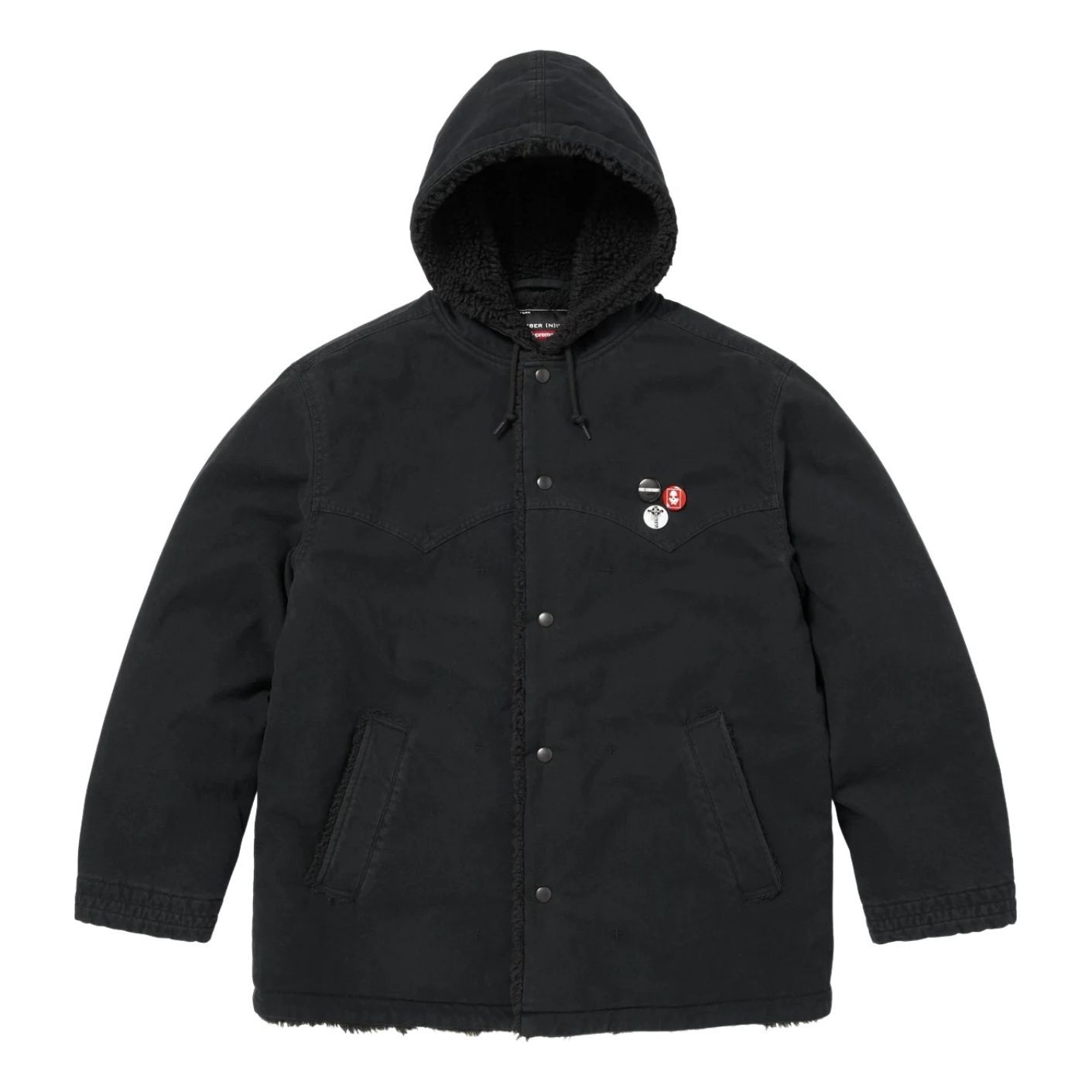 Supreme FW25 x Number (N)ine Faux Shearling Hooded Coat 'Black' FW25J49-BLACK