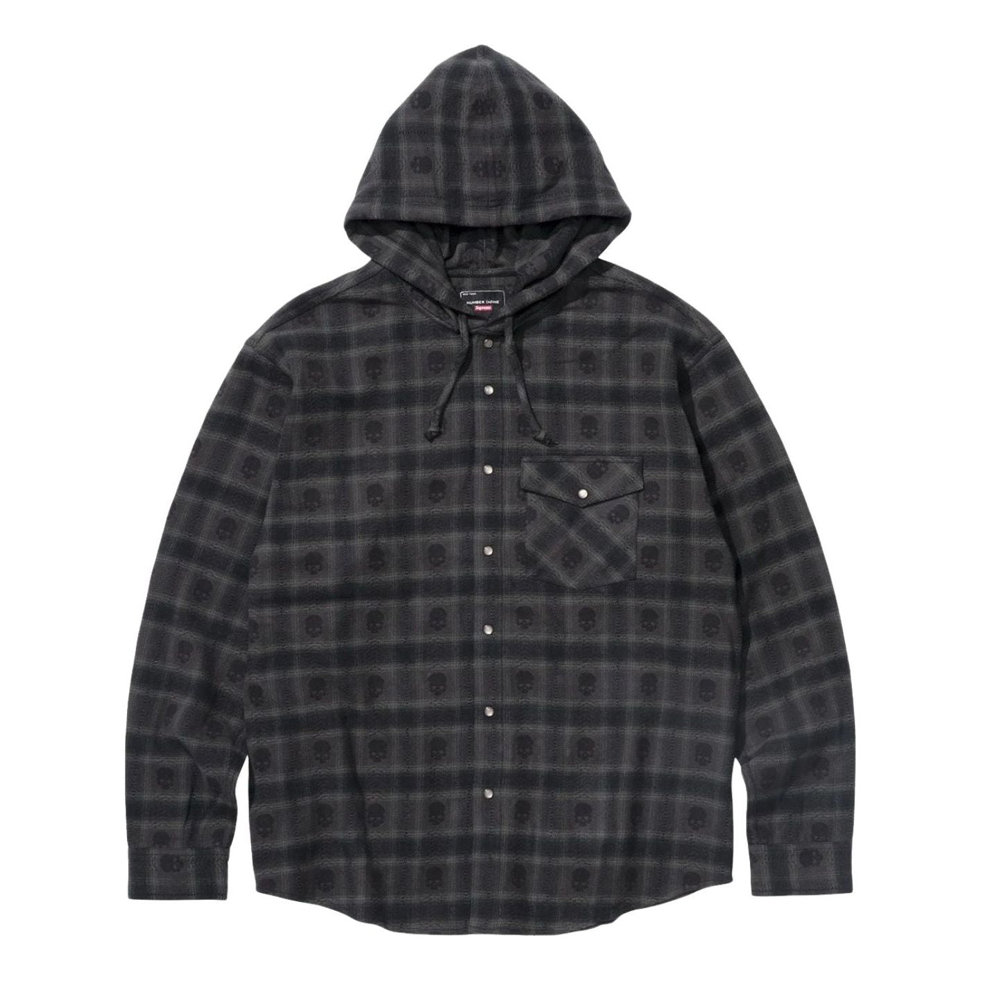 Supreme FW25 x Number (N)ine Hooded Flannel Shirt 'Black' FW25S22-BLACK